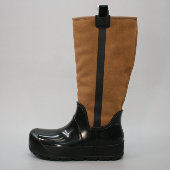 UGGS Ladies 8 Raincloud Tall Waterproof Chestnut Lined Rubber Rain Boots 1133991 - Picture 3 of 11